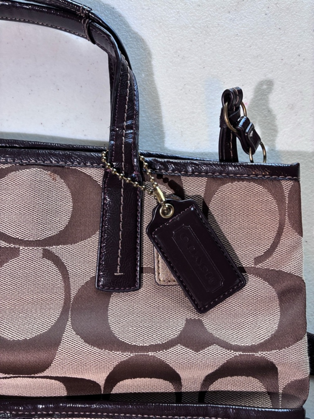 Coach Signature Canvas Tote in Brown and Tan - Picture 3 of 14